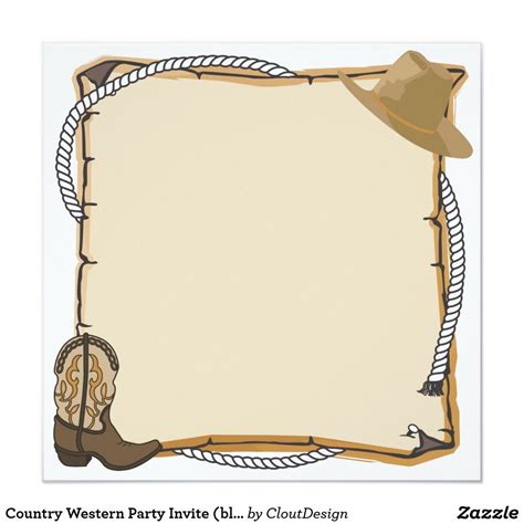 blank cowboy invitation|More.